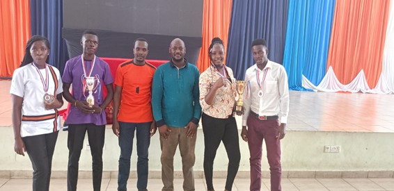 Fashion Design and Food & Beverage skills contestants awarded for emerging 2nd and 3rd positions respectively during Kisumu National Polytechnic Research Conference and Skills Competition, in Kisumu